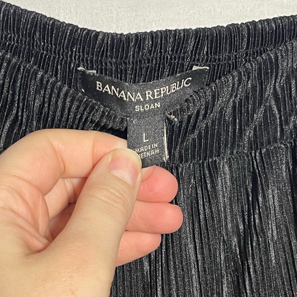 Banana Republic Sloan Black Pleated Wide Leg Pants Size Large - Picture 3 of 7